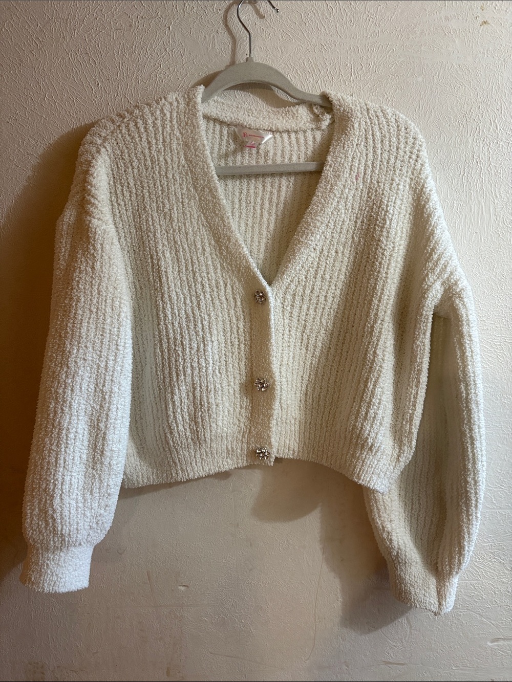No Boundaries Cream Chunky V-Neck Button Cardigan